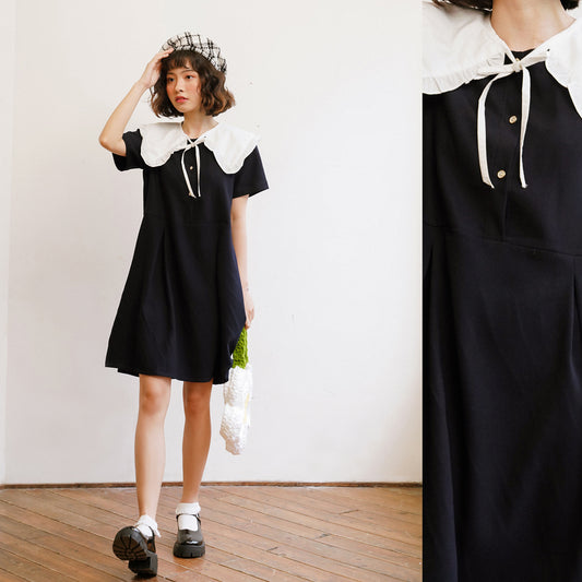 bleubird_navy_haru_a_dress_Illusion_cotton_mini_dress_XS_S_M